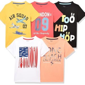 Max Boys Printed Crew Neck T-Shirt- Pack of 5