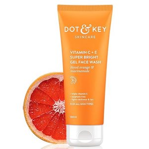 DOT & KEY Vitamin C + E Super Bright Gel Face Wash For Glowing And Brightening Skin|All Skin Types|With Triple Vitamin C,Fades Dark Spots&Pigmentation|Face Wash For Women&Men|100 Ml