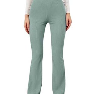 Bhochi Western Trousers Pants for Women | Stretchable Yoga Pants | Boot Cut Ribbed Trouser| Bell Bottom Trousers for Women