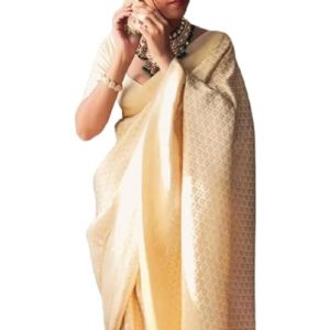 MISILY Women’s Ready to Wear Saree Silk Pre Stitched 1 Minute Pre Pleated Draped Saree for Women with Unstitched Blouse