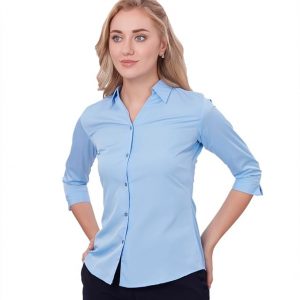 BLUM Denim Women’s Formal Shirt: Shirt Collar, 3/4th Sleeves, in Black Inbox Fabric