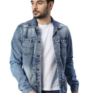 High Star Blue Solid Denim Jacket