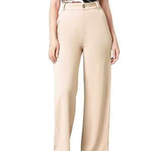 KOTTY Womens Cotton Blend Straight Fit Trousers