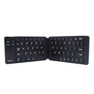 Portronics Chicklet Foldable QWERTY Keyboard, Mini Pocket Sized, Rechargeable, Bluetooth Wireless, One Touch Connect Button, for iOS, Android and Windows Tabs, Smartphones, Black