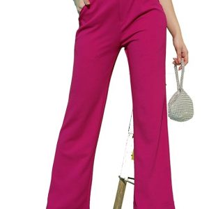 SIRIL Women’s Lycra Knitted, Dyed Regular Fit Hook and Zipper Clouser Side 2 Pocket Trouser