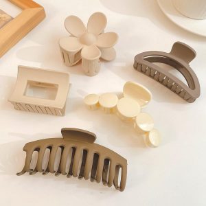 Wolpin Hair Clutcher (Pack of 5 Pcs) Hair Clips for Women Fashion Acrylic Matte Finish Stylish Claw Clips Hair Accessories for Girls