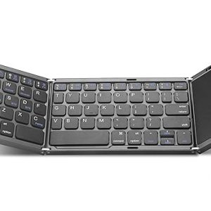Khinda Portable Wireless Bluetooth Folding Keyboard Ultra Slim Pocket Size, Bluetooth Wireless, for iOS, Android and Windows Tablet, Smartphones (Folding Keyboard with Full Size touchpad)