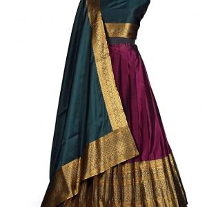 HALFSAREE STUDIO Banarasi Silk Lehenga Choli A Fusion of Grace and Style