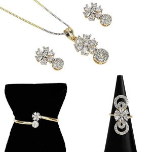 YouBella Jewellery Set for Women Combo of Necklace Set with Earrings, Bracelet and Ring for Girls and Women