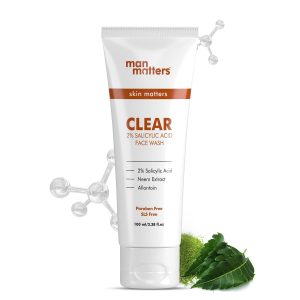 Man Matters Clear 2% Salicylic Acid Face Wash for Men | Helps to Reduce Acne, Dark Spots & Oil Production | Formulated with Salicylic Acid, Neem Extract and Menthol | 100ml
