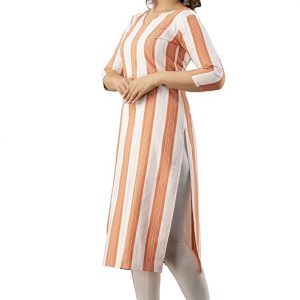 Yashika Women Womens Printed Orange Color Cottton Blend Kurti(YS-K1072-XL)