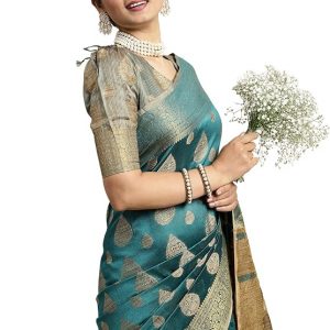 SIRIL Women’s Jacquard Cotton Silk Saree with Unstitched Blouse Piece