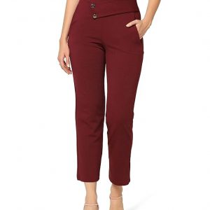 ROFUR Women High-Rise Flared Formal Trousers | Official Trousers| Fully Stretchable| Wide Waistband Trousers for Women
