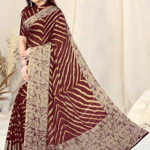 MIRCHI FASHION Women’s Stylish Chiffon Leheriya Printed Saree with Blouse Piece