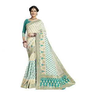 White Banarasi Silk Woven Design Saree