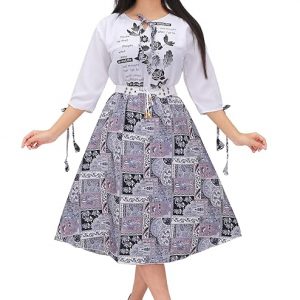 Women’s Multicolor Printed Long Top with 3/4 Sleeves