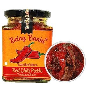 Being Bania Stuffed Red Chilli Pickle – 100% Natural | No preservatives | Bharwa mirch ka achar | 250g in Jar | Fresh Pickles | Lal Mirchi Visit the Being Bania Store