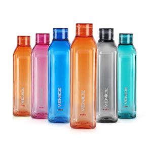 Cello Venice Plastic Water Bottle, 1 Litre, Set of 6, Multicolour