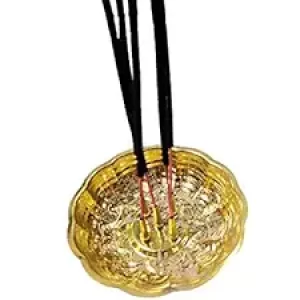 POOJA ECOMMERCE Brass Agarbatti Stand With Ash Catcher (Gold)(Round)