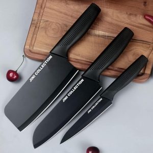 JINI COLLECTION Stainless Steel 3 Pieces Professional Kitchen Knife Set Meat Knife Chef Knife with Non-Slip Handle Sharp Manual Sharpening for Home Kitchen High Carbon Stainless Steel Knife