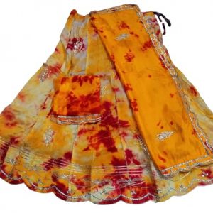 Vansh Enterprises Women/Girls Upada Silk Gota Patti Hand Work Ready to Wear Lehenga & Dupatta With Unstitched Blouse Piece