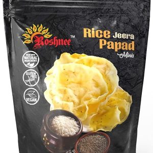 Roshnee Rice Papads |Set of 3-80 gm x 3 = 240GM Pure Vegetarian papad No Artificial Flavors preservatives & Artificial Colors Gluten Free. (Rice Jeera)
