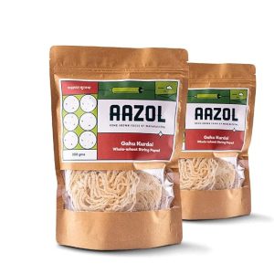 Aazol Whole Wheat String Papad: Gahu Kurdai – 400gms (Pack of 2-200gms each) | Sun-dried Kurdai Papad | Healthy Indian Snack | Tasty Fryum Option | Perfect Meal Accompaniment