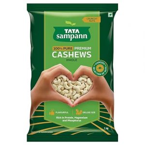 Tata Sampann Pure Cashews Whole, Kaju, Rich in Protein, Magnesium & Phosphorus, Deluxe Size & Crunchy Nuts, 1kg by Tata Sampann