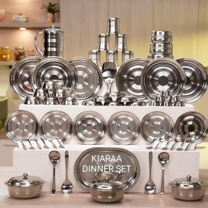 Km Striped Dinner Set Pack Of 61 Stainless Steel Dinner Set