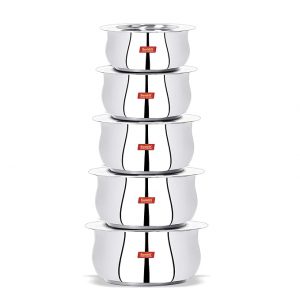 Sumeet Stainless Steel Cookware Set With Lid, 5 Piece (Steel), 2.4 Liter