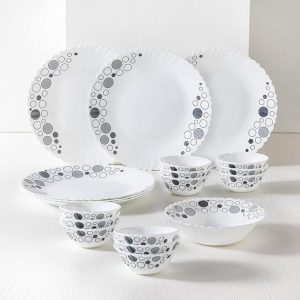 Larah by Borosil Luna Silk Series Opalware Dinner Set | 19 Pieces for Family of 6 | Microwave & Dishwasher Safe | Bone-Ash Free | Crockery Set for Dining & Gifting | Plates & Bowls | White Visit the Larah by BOROSIL Store