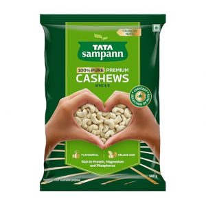 Tata Sampann Pure Cashews Whole, Kaju, Rich in Protein, Magnesium & Phosphorus, Deluxe Size & Crunchy Nuts, 500g