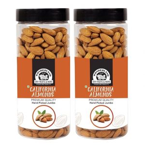 WONDERLAND FOODS California Hand Picked Bold Almond (Badam) 1Kg (500g X 2 Jar)