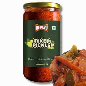 Devavo Mixed Pickle 1 Kg | Sun Dried | Traditional Recipe | Handmade with Love | No Artificial Colour & Flavour