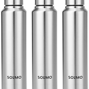 Solimo Slim Stainless Steel Water Bottle, Set of 3, 1 liter Each