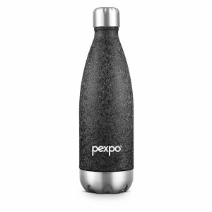 Pexpo Stainless Steel 24 Hrs Hot and Cold Vacuum Insulated ISI Certified Flask, 500ml, Black, Set of 1, Electro | Double Wall Flask | BPA Free | Office bottle | School | Home | Kitchen | Travel | Hiking