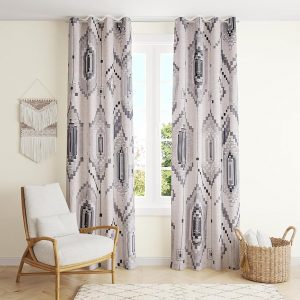 DECORS By Valli | Abstract Design | Door Curtain – 7 feet | Cream & Black Colour | Pack of 2