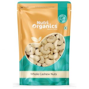 Nutri Organics Dry Fruits Natural Premium Whole Cashews 1kg | Whole Crunchy Cashew | Premium Kaju nuts Dry Fruit | Nutritious & Delicious | Gluten Free & Plant based Protein
