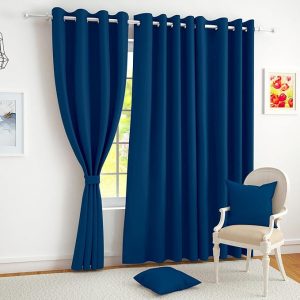 Story@Home Blackout Curtains 9 feet Long Set of 2 Room Darkening Long Door Curtain Plain, Navy Blue