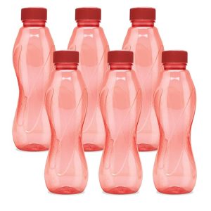 MILTON Oscar 1000 Pet Water Bottle, Set of 6, 1 Litre, Red | BPA Free | Food Grade | Office Bottle | Gym Bottle | Home | Kitchen | Travel Bottle | Hiking | Treking Bottle