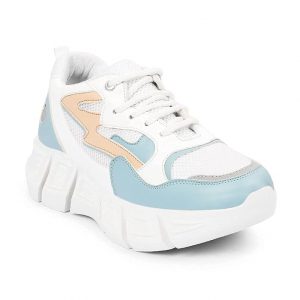 ZAPATOZ Women’s Stylish Lightweight | Casual Shoes | Sports Shoes (White, Sky Blue, Numeric_4)