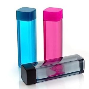BigPlayer Square Shape Plastic Water Bottle, 1000ml, Pack of 3, Multicolor