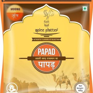 Spice Platter Special Saji Moong Papad -Handmade Rajasthani Marwari Flavour – 7 Inch Papad (Medium Spicy) Zip Pouch, 400 g