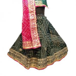 Parth Fashion Women/Girls Traditional Kota Doria Ready to Wear Lehenga & Dupatta With Unstitched Blouse & Gota Pati Work-223