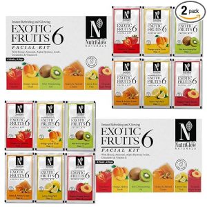 NutriGlow Natural’s Exotic Fruit Facial Kit with Honey, Vitamin E for Radiant Glow,Pack of 2 (60 Gm Each)