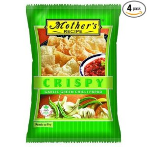 Mothers Recipe Garlic Green Chilli Crispy Papad 90 gm