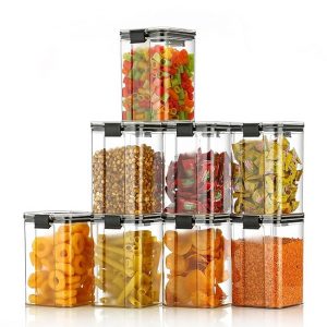 KWER 1200ml Air Tight Container Set For Kitchen Set For Home Kitchen Items Storage Containers Kitchen Storage Containers Set Food Containers (Black) 4, Plastic