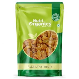 NutriOrganics Dry Fruits Premium Seedless Kishmish |Green Raisins Kismis |1kg pack