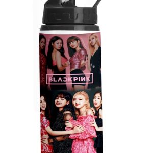 PrintWala Compatible Print With Blackpink Sipper Water Bottle Aluminium 600Ml Pani Ki Bottle Straw Bottle For Boy Girl School And Gym Pack of 1(BNB50)