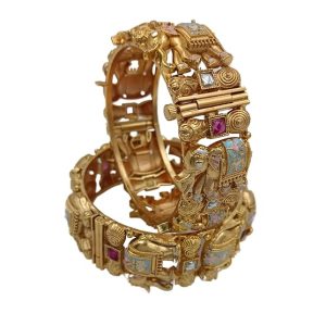 Funkeln-spark your life Temple Rajwadi elephant adjustable Screw bangles, pack of 2